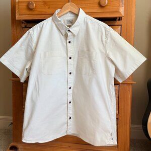 LL Bean BeanFlex Short-Sleeve Button-Up Traditional Fit Pale Khaki Large